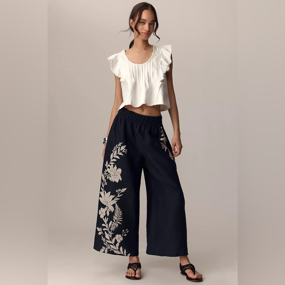 Anthroplogie The Somerset Pull-on Trousers: Printed Linen Edition